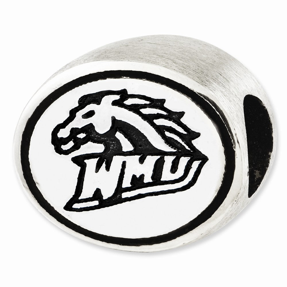 Sterling Silver &amp; Enamel Western Michigan University Collegiate Bead, Item B10740 by The Black Bow Jewelry Co.