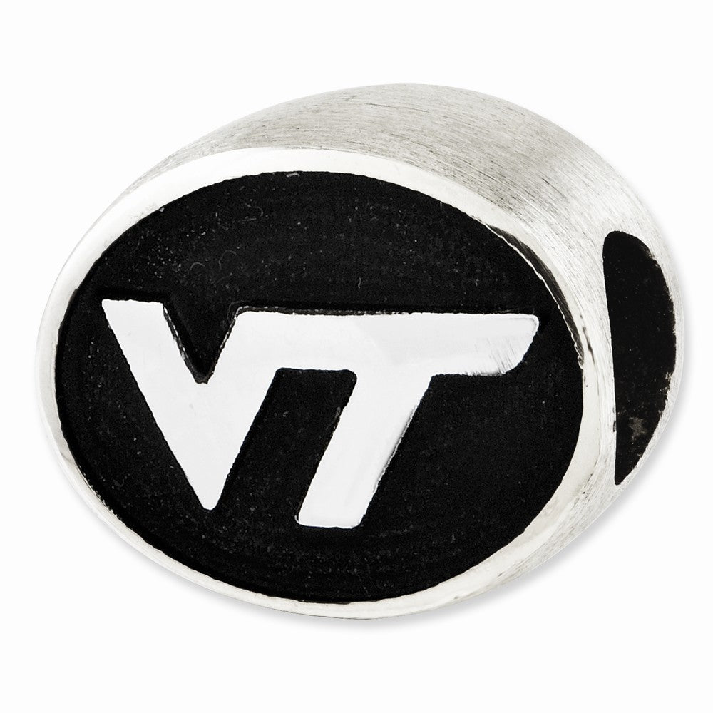 Sterling Silver &amp; Enamel Virginia Tech Collegiate Bead Charm, Item B10741 by The Black Bow Jewelry Co.