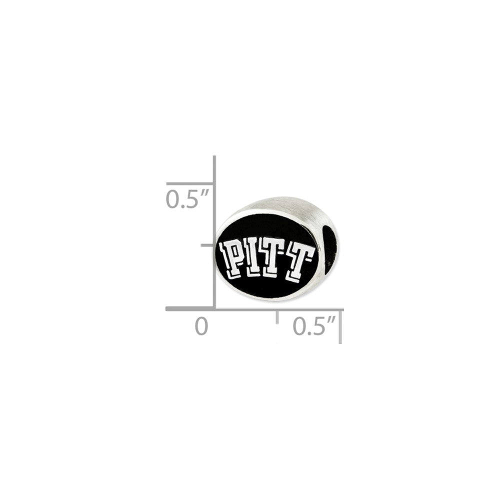 Alternate view of the Sterling Silver Enamel University of Pittsburgh Collegiate Bead Charm by The Black Bow Jewelry Co.