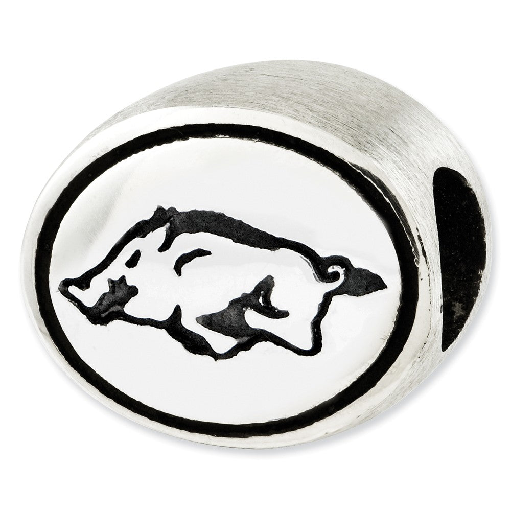 Sterling Silver &amp; Enamel University of Arkansas Collegiate Bead Charm, Item B10762 by The Black Bow Jewelry Co.