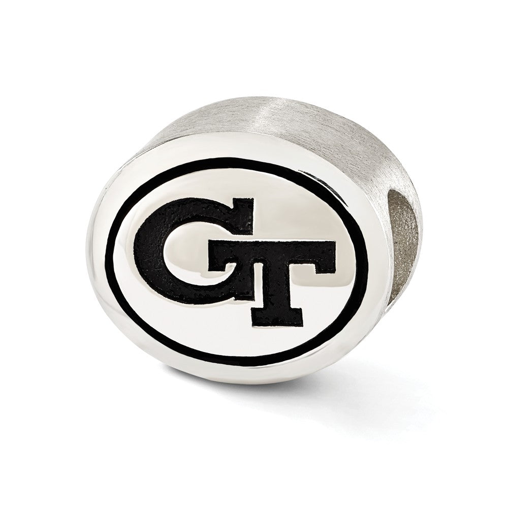 Sterling Silver &amp; Enamel Georgia Tech Collegiate Bead Charm, Item B10780 by The Black Bow Jewelry Co.