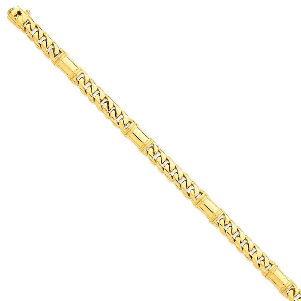 Men&#39;s 14k Yellow Gold, 7.5mm Fancy Link Bracelet, 8 Inch, Item B11247 by The Black Bow Jewelry Co.