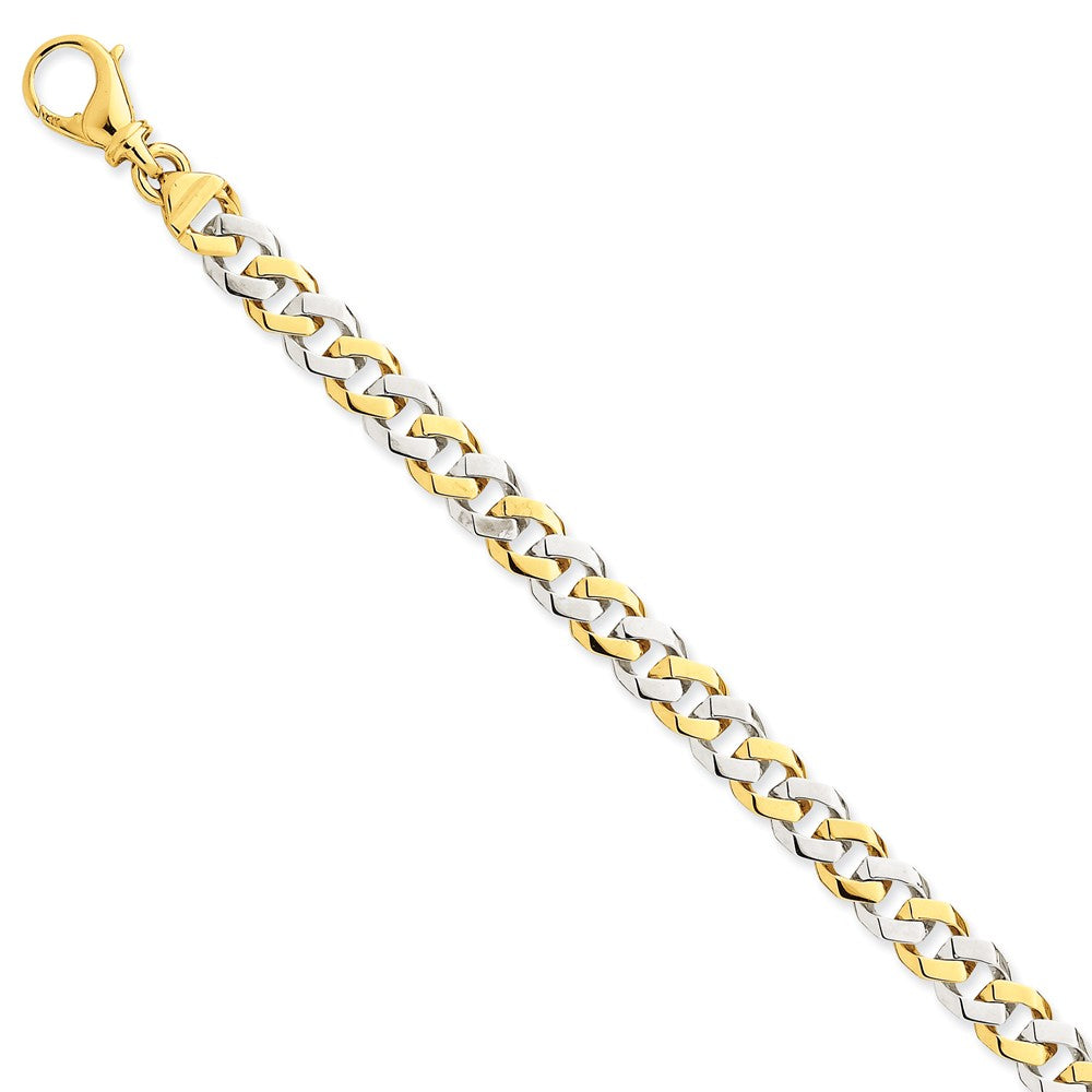 Men&#39;s 14k White &amp;Yellow Gold, 7.85mm Fancy Curb Chain Bracelet, 8 Inch, Item B11254 by The Black Bow Jewelry Co.