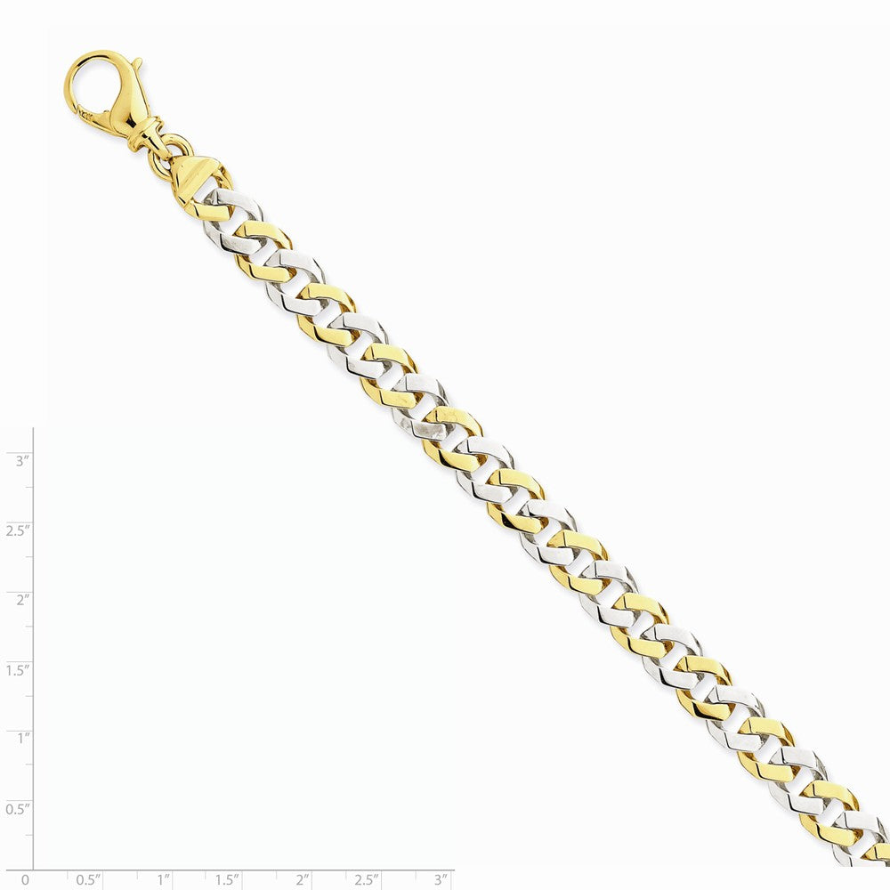 Alternate view of the Men&#39;s 14k White &amp;Yellow Gold, 7.85mm Fancy Curb Chain Bracelet, 8 Inch by The Black Bow Jewelry Co.