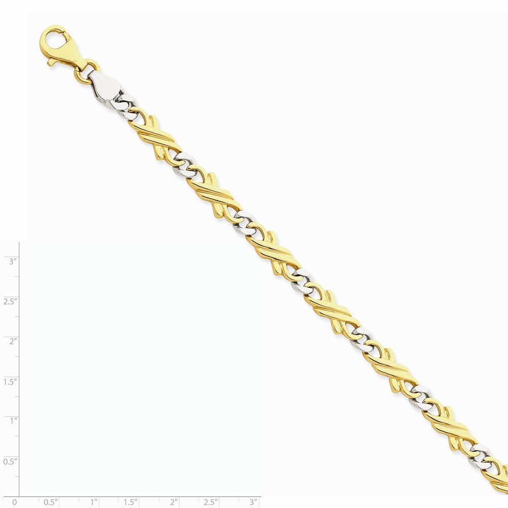 Alternate view of the 14k Yellow and White Gold, 6mm Fancy Link Bracelet, 7 Inch by The Black Bow Jewelry Co.