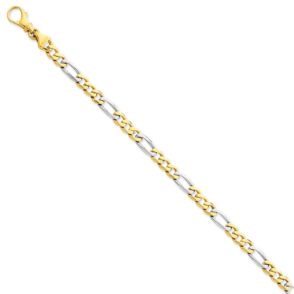 14K Yellow And White Gold, 5.8mm Figaro Chain Bracelet - 7 Inch, Item B11265-07 by The Black Bow Jewelry Co.