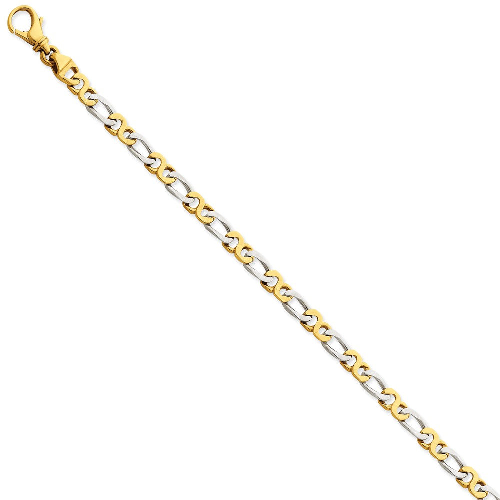 14K White &amp; Yellow Gold, 4.8mm Fancy Link Chain Bracelet, 7 Inch, Item B11269-07 by The Black Bow Jewelry Co.