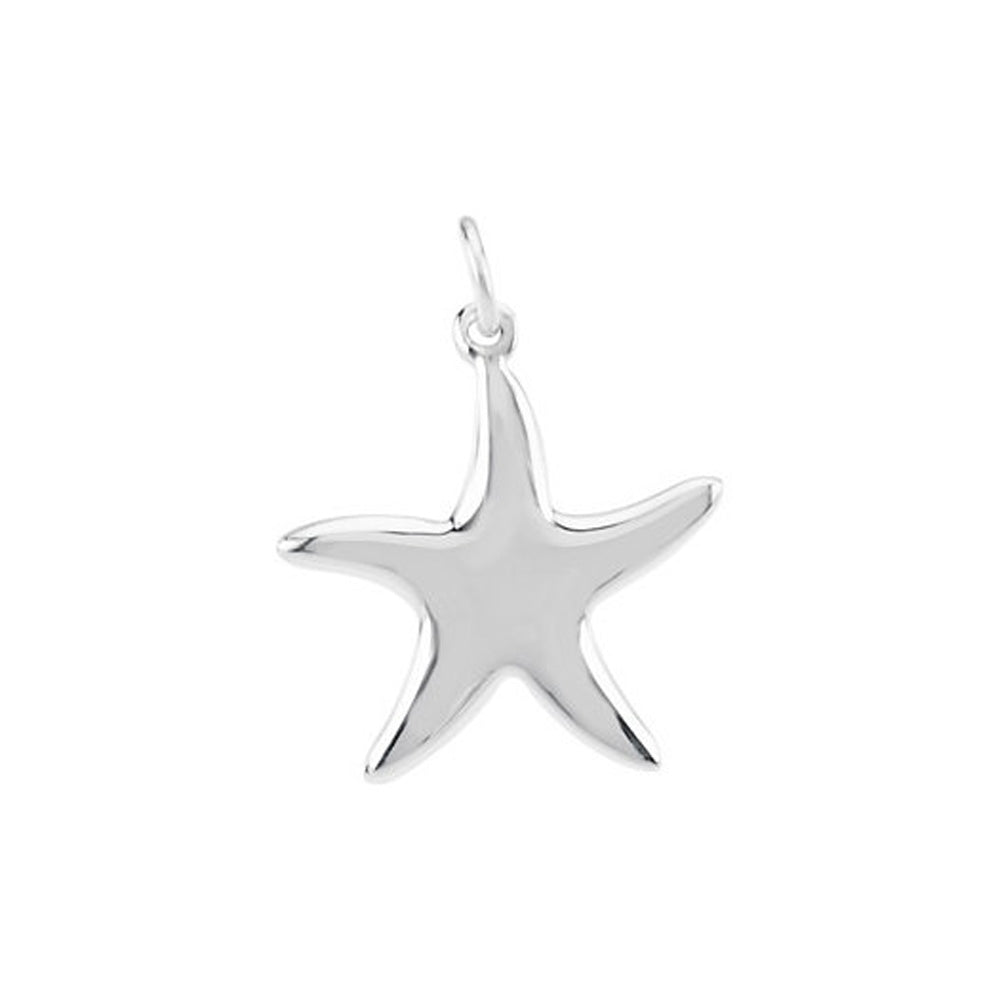 Sterling Silver 17mm Polished Starfish Charm, Item B11434 by The Black Bow Jewelry Co.