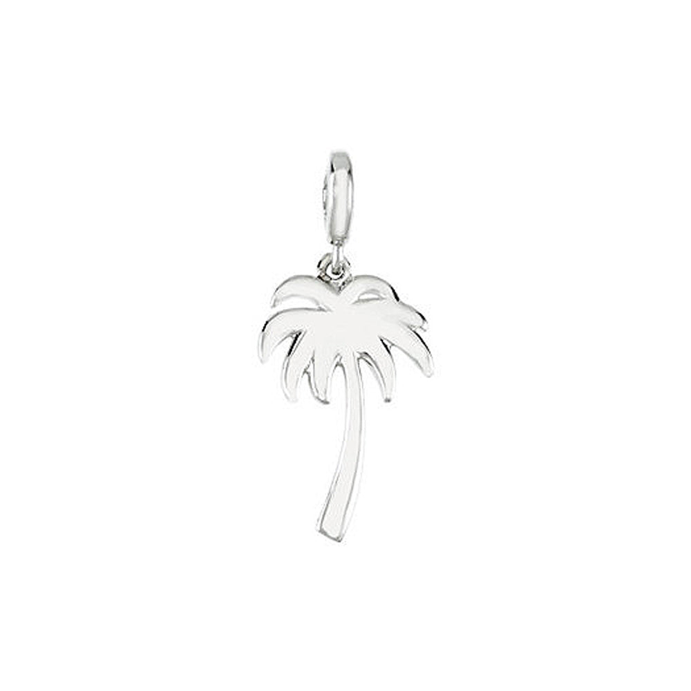 Sterling Silver Petite Palm Tree Clip-On Charm, Item B11443 by The Black Bow Jewelry Co.