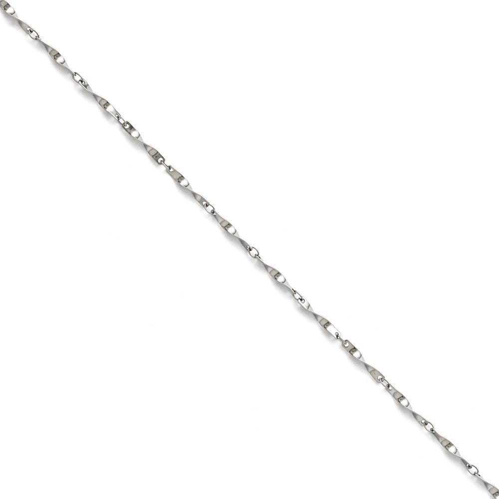 2mm Polished Spiral Link Chain Bracelet in Stainless Steel, Item B11460 by The Black Bow Jewelry Co.