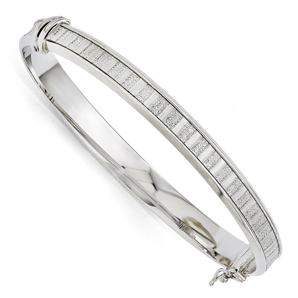 7mm Sterling Silver Glitter Inlay Hinged Bangle Bracelet, Item B11631 by The Black Bow Jewelry Co.