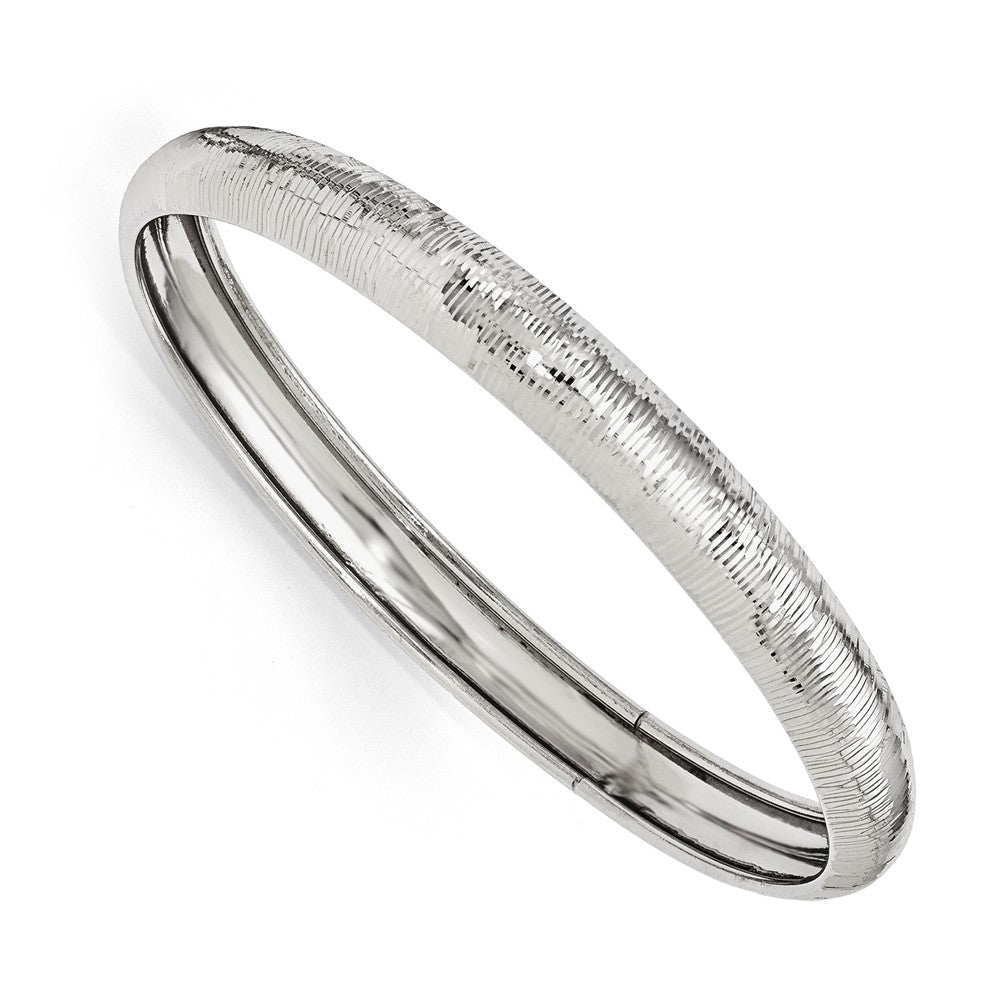 9mm Sterling Silver Textured Domed Bangle Bracelet, Item B11639 by The Black Bow Jewelry Co.