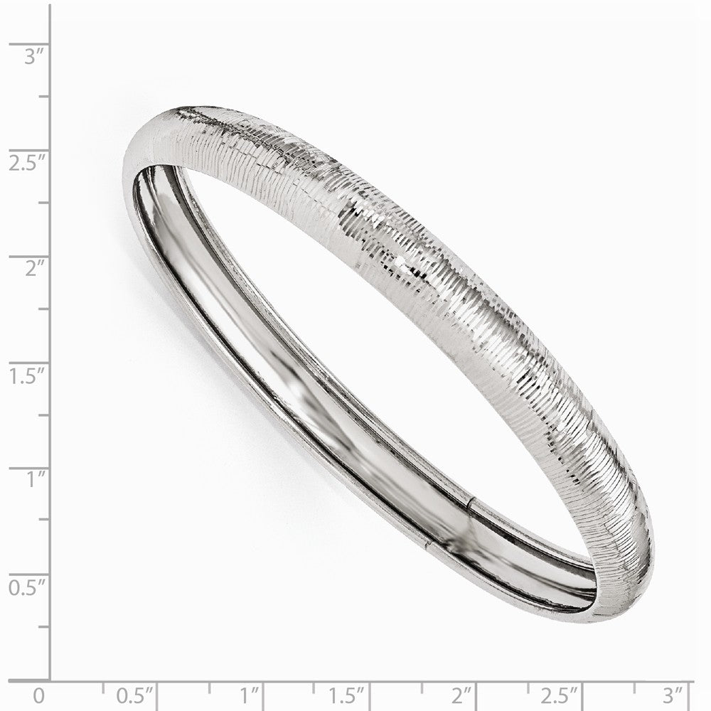 Alternate view of the 9mm Sterling Silver Textured Domed Bangle Bracelet by The Black Bow Jewelry Co.