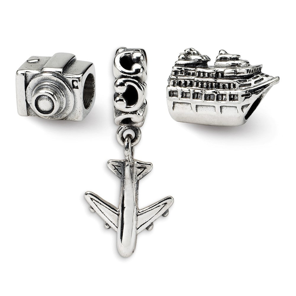 Sterling Silver Travel Bug Bead Charm Set of 3, Item B11949 by The Black Bow Jewelry Co.