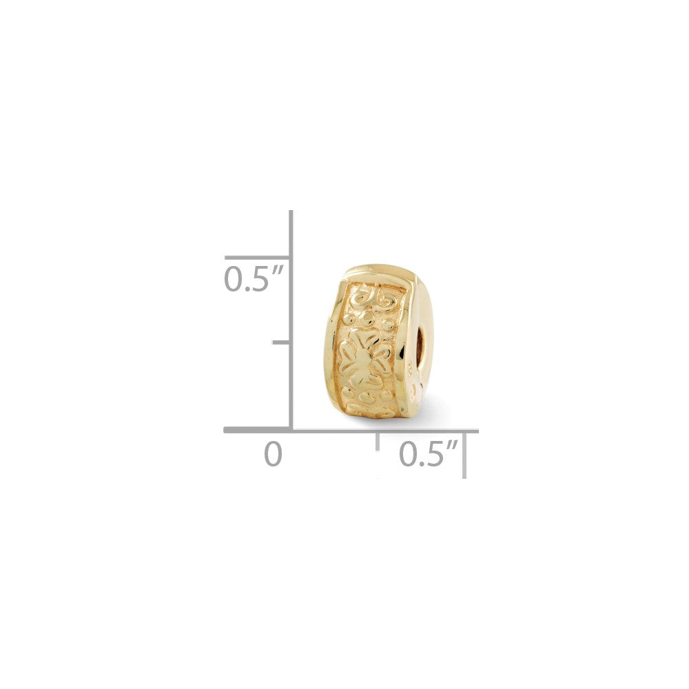 Alternate view of the 14k Yellow Gold Plated Sterling Silver Floral Hinged Clip Bead Charm by The Black Bow Jewelry Co.