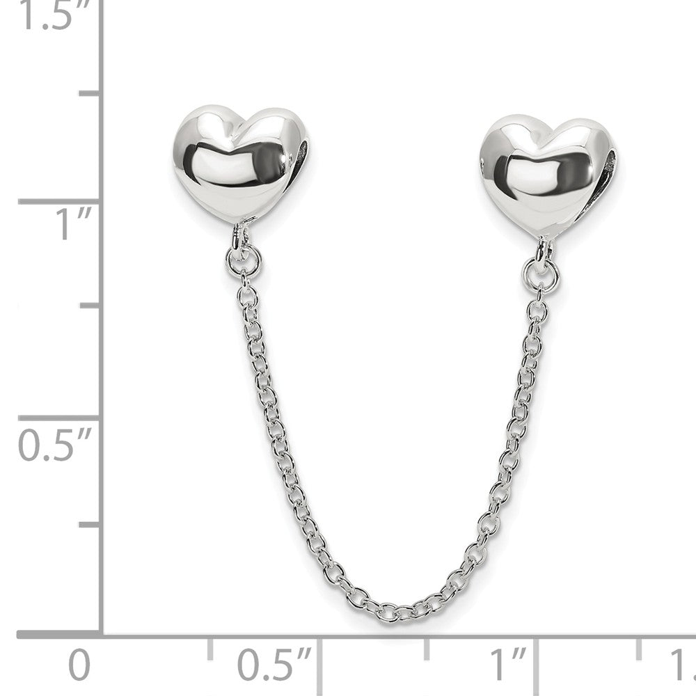 Alternate view of the Sterling Silver Security Chain with Polished Heart Bead Charm by The Black Bow Jewelry Co.
