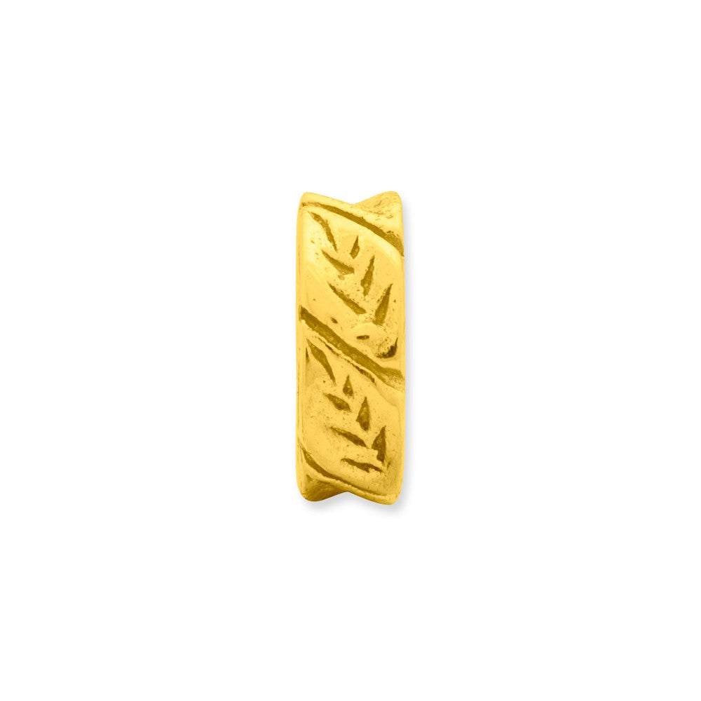 Alternate view of the 14k Yellow Gold Plated Sterling Silver Leaf Design Spacer Bead Charm by The Black Bow Jewelry Co.
