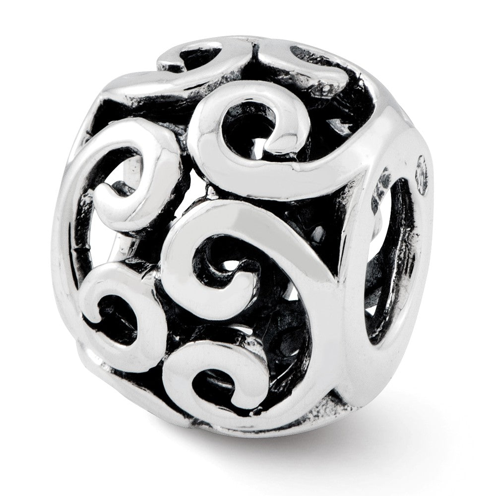 Sterling Silver Antiqued Scroll Bali Bead Charm, Item B12022 by The Black Bow Jewelry Co.