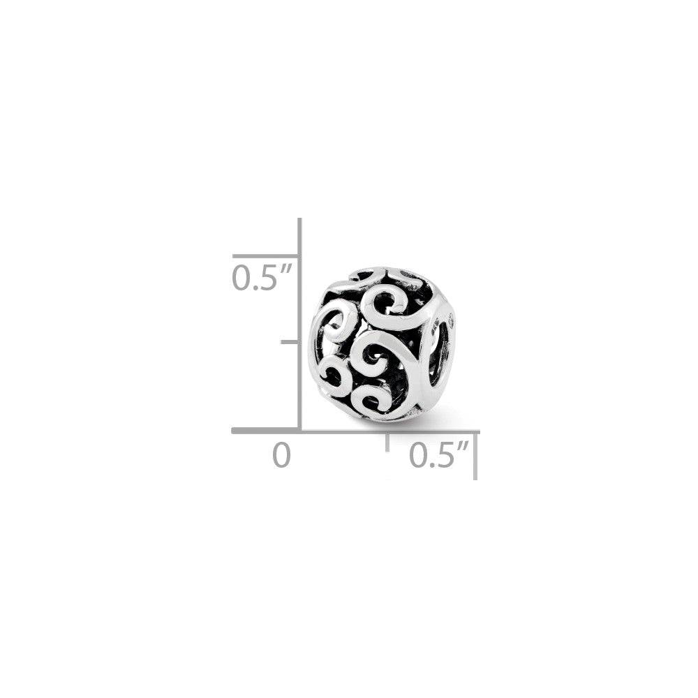 Alternate view of the Sterling Silver Antiqued Scroll Bali Bead Charm by The Black Bow Jewelry Co.