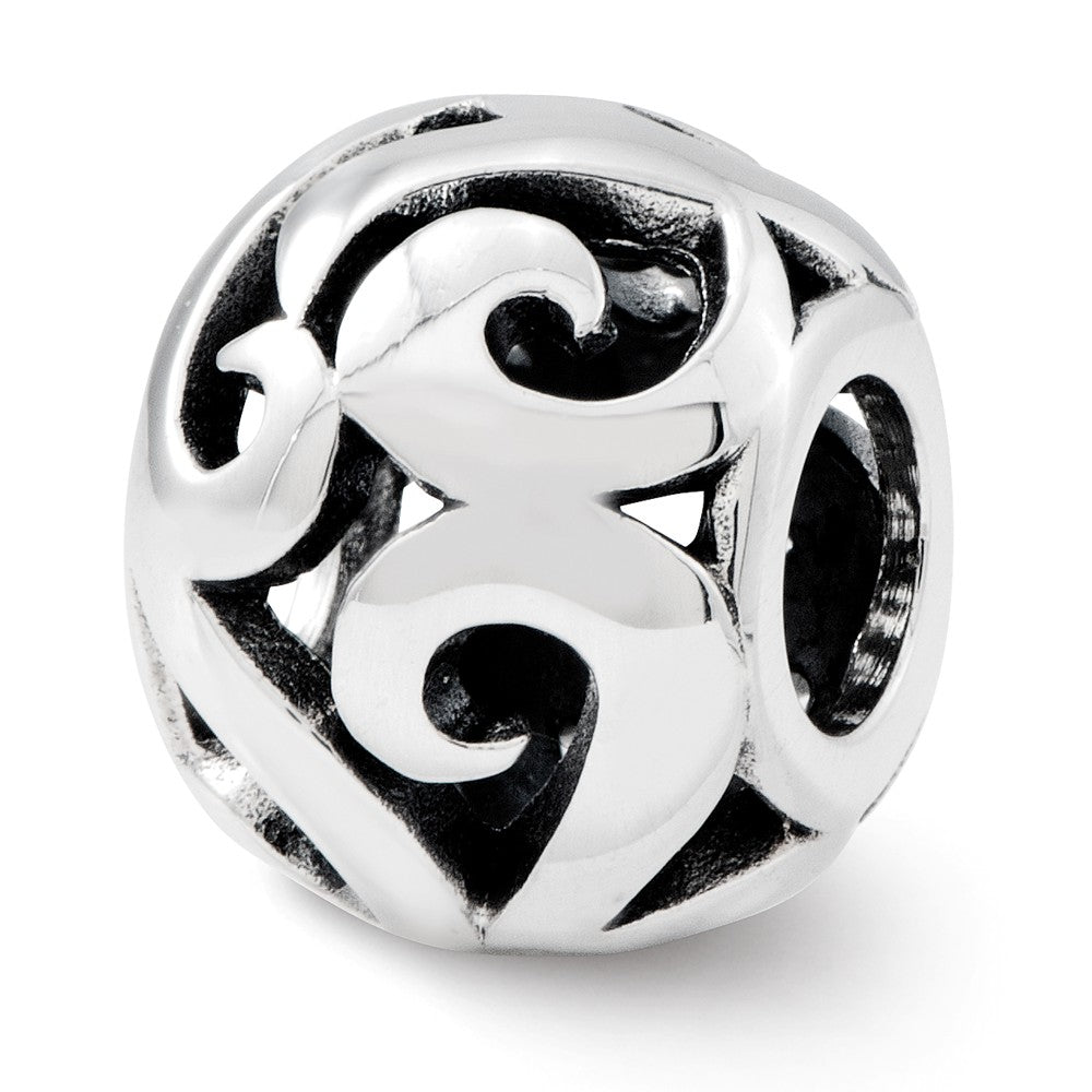 Sterling Silver Antiqued Swirl Bali Bead Charm, Item B12023 by The Black Bow Jewelry Co.