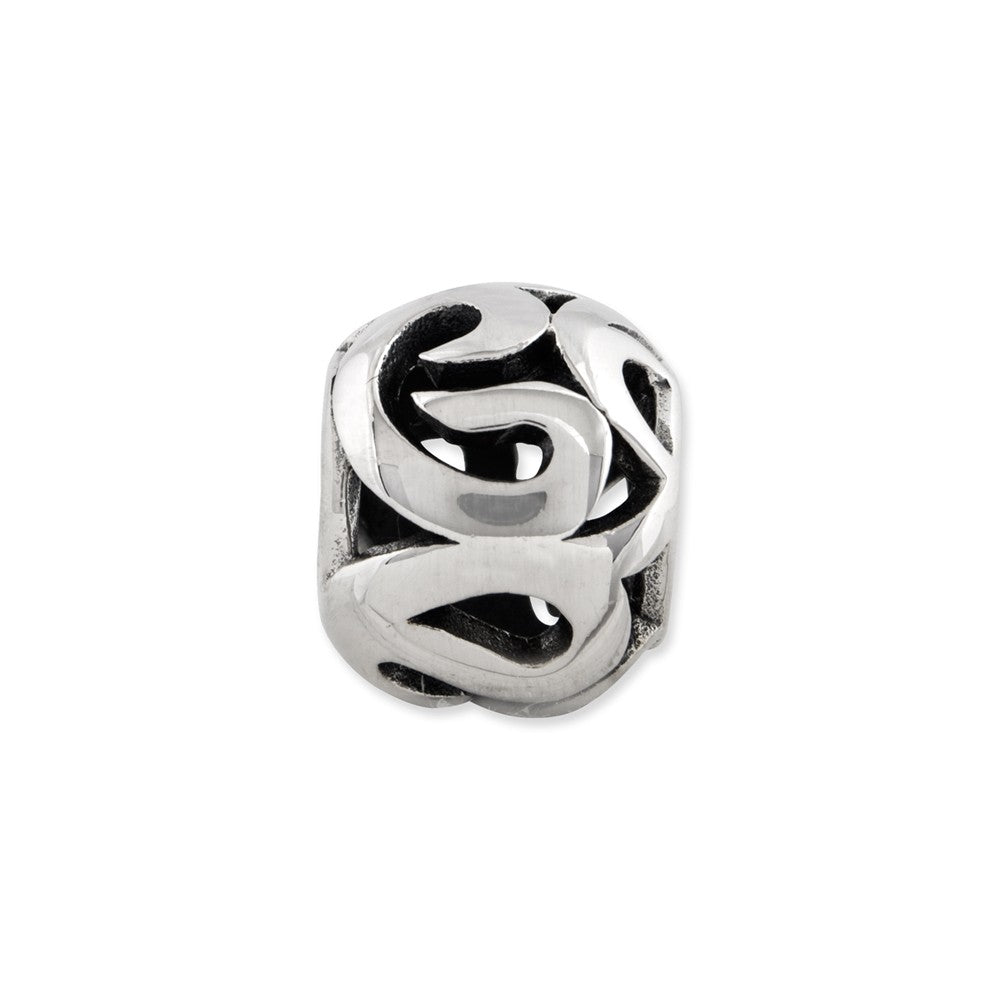Alternate view of the Sterling Silver Antiqued Swirl Bali Bead Charm by The Black Bow Jewelry Co.