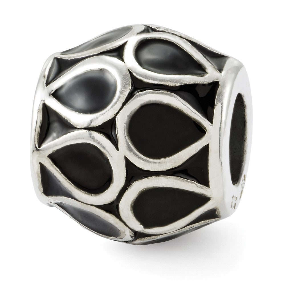 Sterling Silver Black Enameled Tear Bali Bead Charm, Item B12039 by The Black Bow Jewelry Co.
