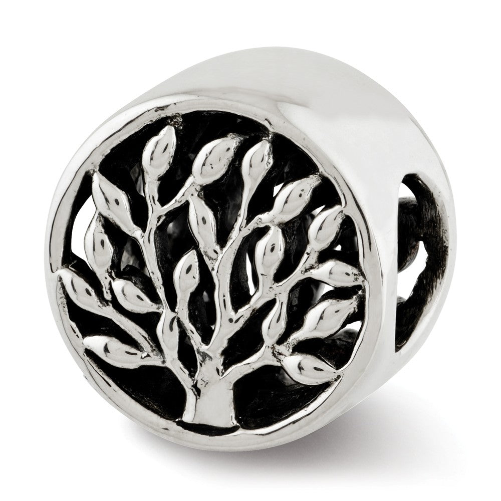 Sterling Silver Double Sided Cylinder Tree Bead Charm, 10mm, Item B12096 by The Black Bow Jewelry Co.