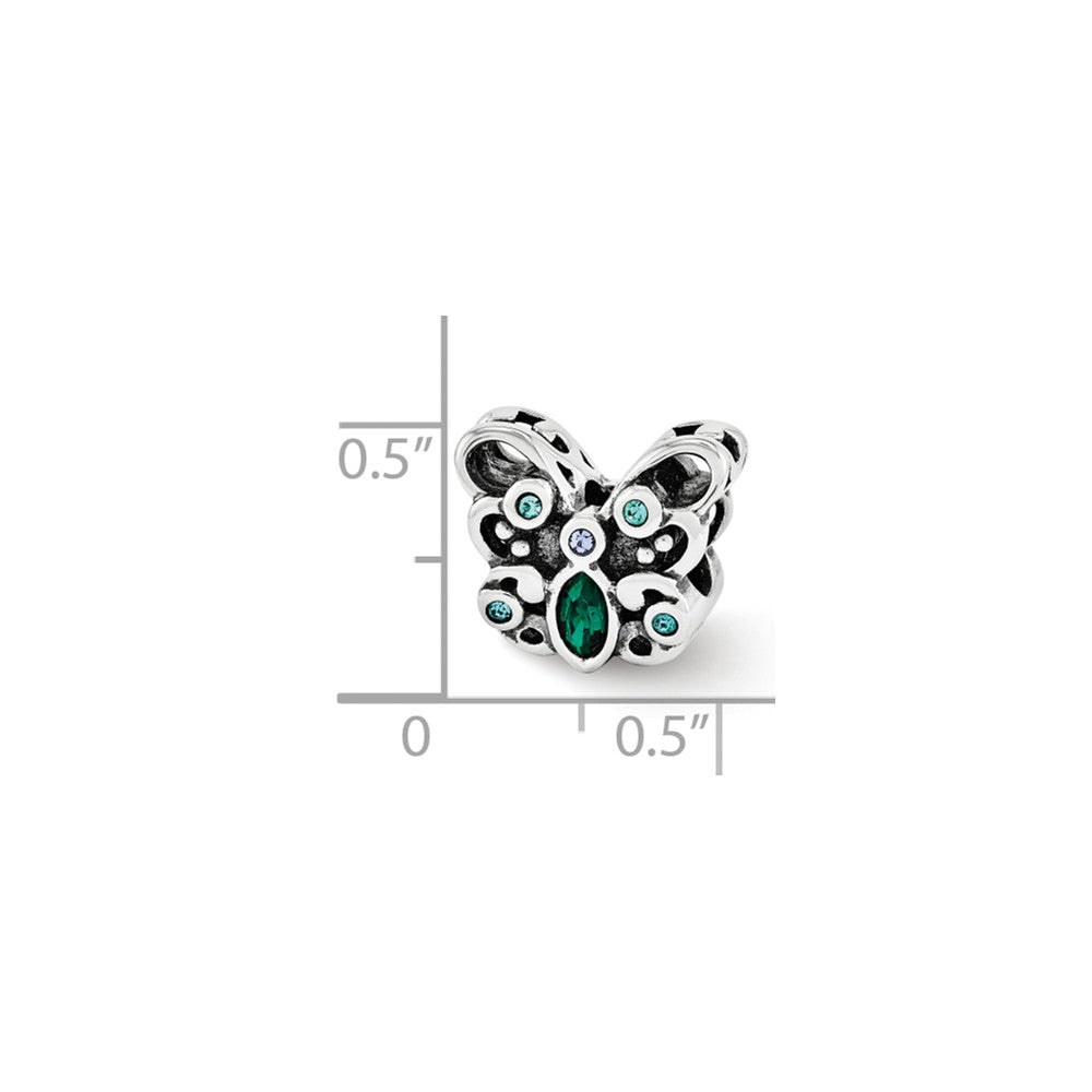 Alternate view of the Sterling Silver with Crystals Multicolor Butterfly Bead Charm by The Black Bow Jewelry Co.