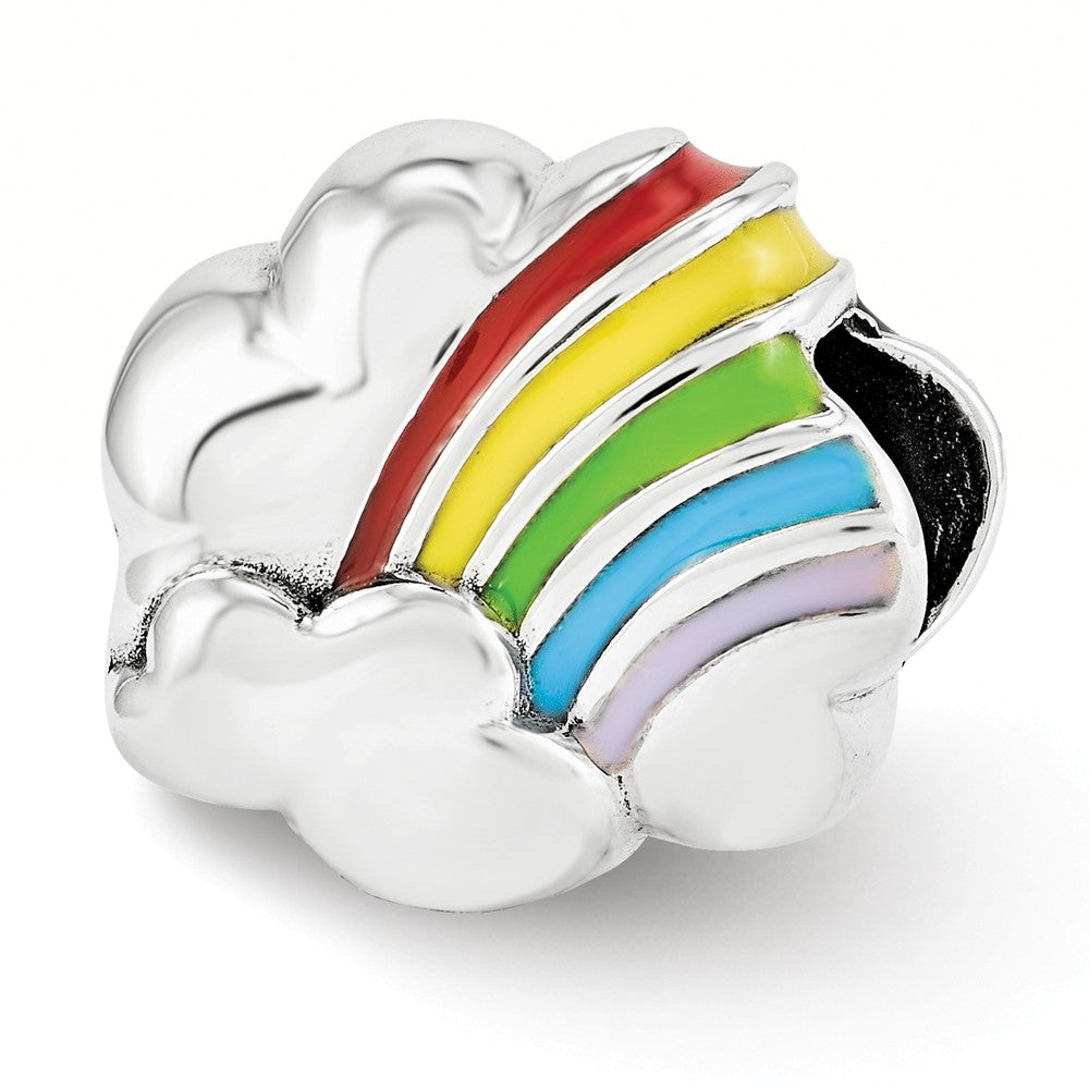 Sterling Silver Enameled Rainbow Cloud Bead Charm, Item B12126 by The Black Bow Jewelry Co.