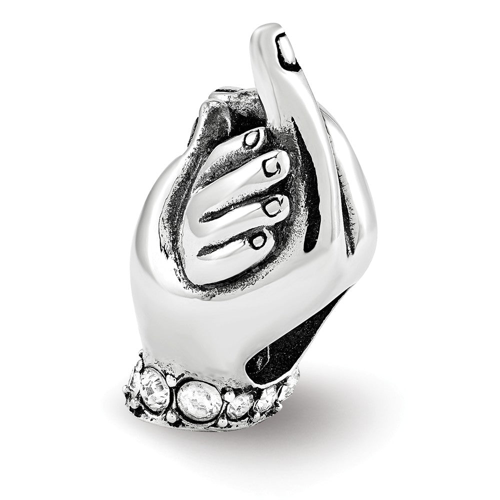 Sterling Silver with Crystals Mother &amp; Child Hands Bead Charm, Item B12189 by The Black Bow Jewelry Co.