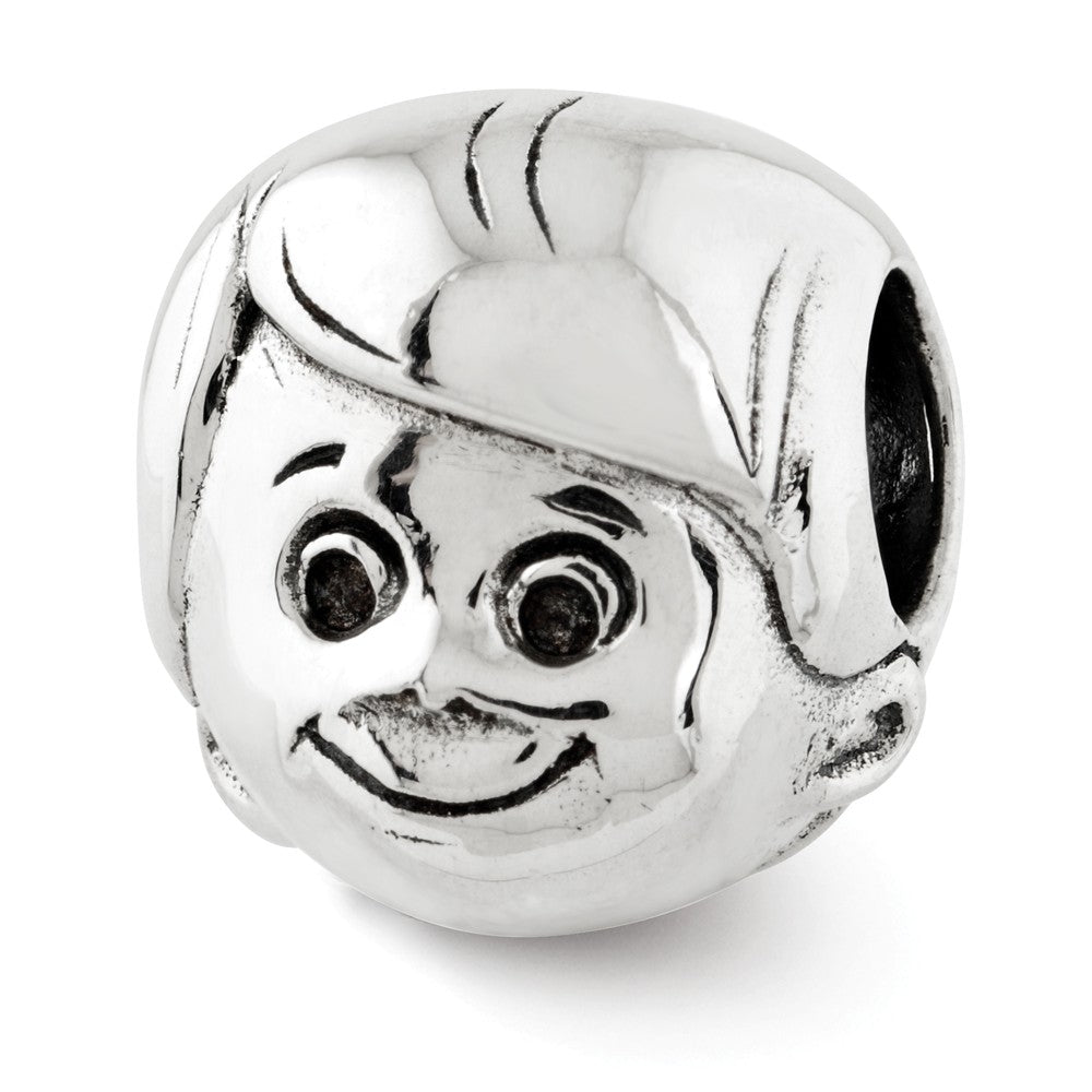 Sterling Silver Little Boy&#39;s Head Bead Charm, Item B12194 by The Black Bow Jewelry Co.