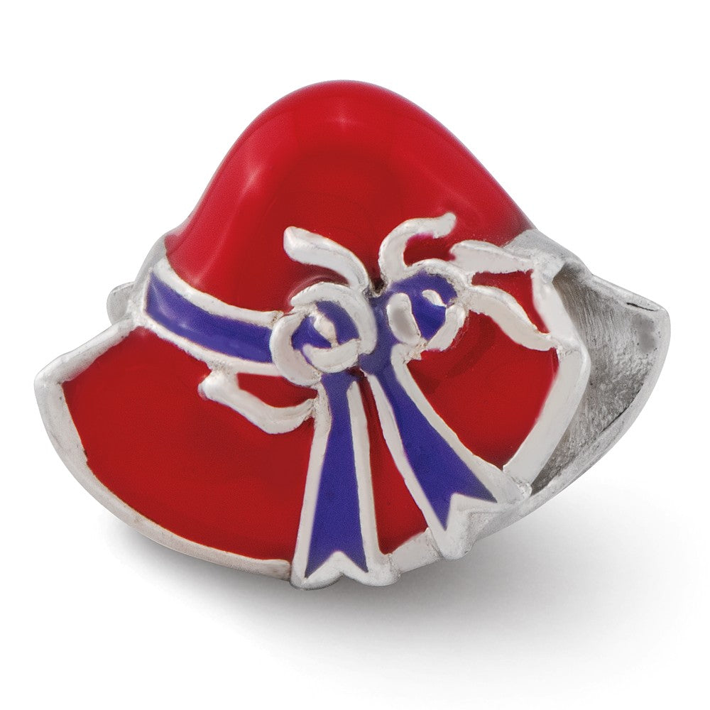 Sterling Silver &amp; Enameled Red Hat Society Bead Charm, Item B12202 by The Black Bow Jewelry Co.