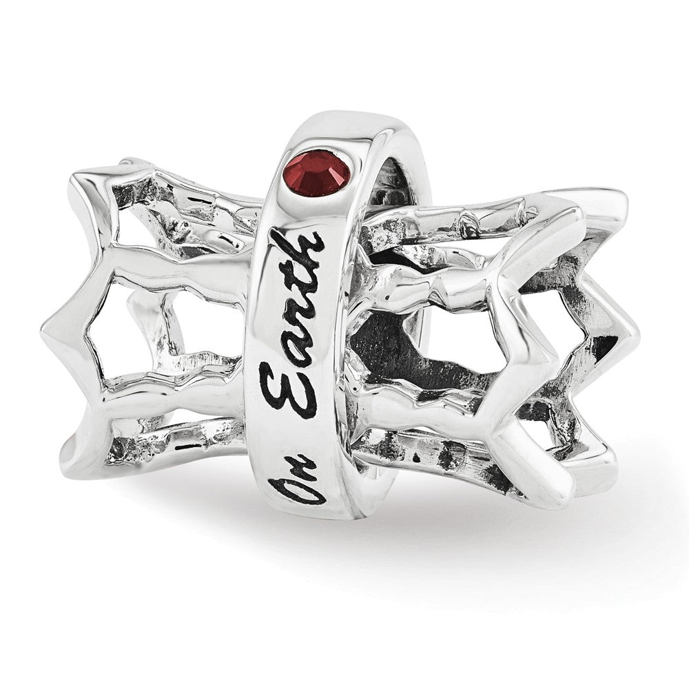Sterling Silver &amp; Crystals Peace on Earth Spinner Bead Charm, Item B12229 by The Black Bow Jewelry Co.