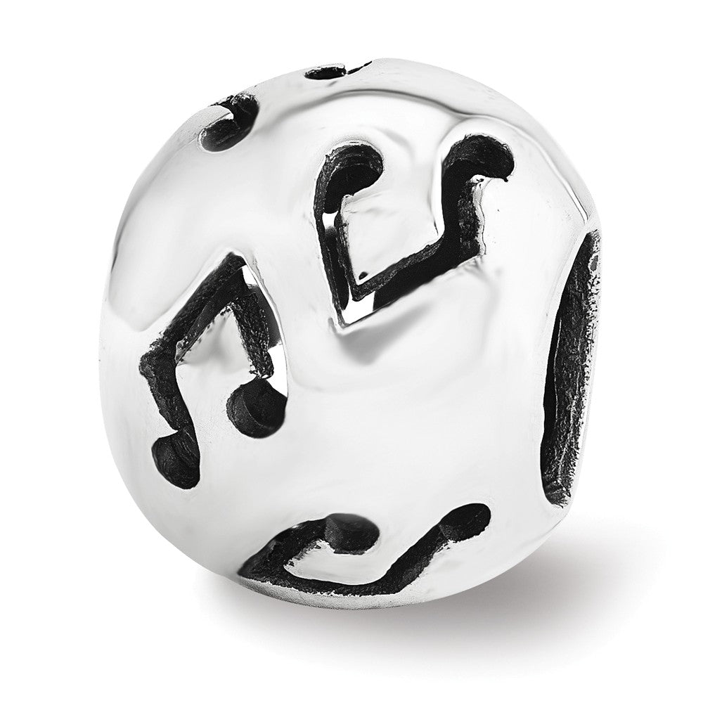 Sterling Silver Cutout Music Notes Bead Charm, Item B12249 by The Black Bow Jewelry Co.