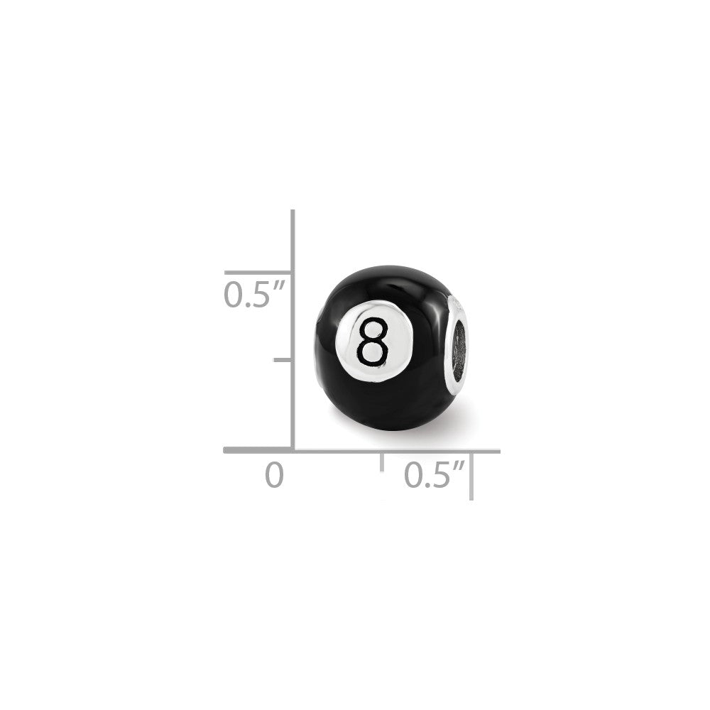 Alternate view of the Sterling Silver Black Enamel 8 Ball Bead Charm by The Black Bow Jewelry Co.