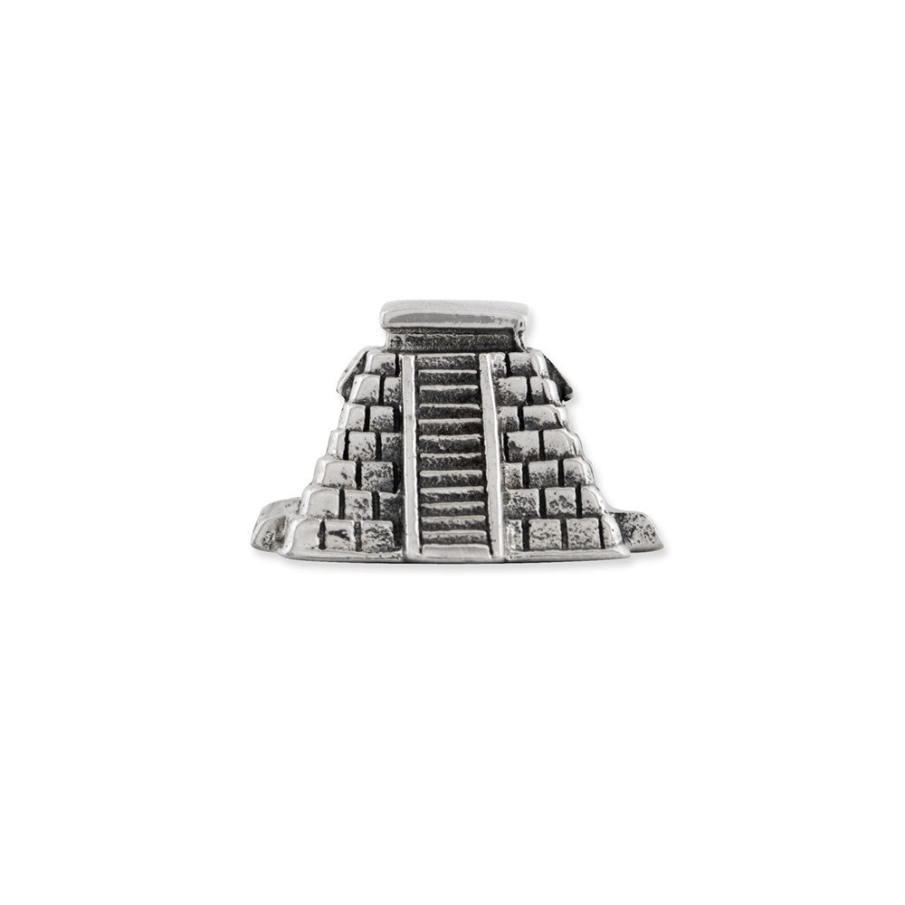 Alternate view of the 3D Chichen Itza Pyramid Bead Charm in Antiqued Sterling Silver by The Black Bow Jewelry Co.
