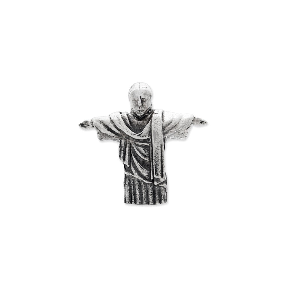 Alternate view of the 3D Christ the Redeemer Bead Charm in Antiqued Sterling Silver by The Black Bow Jewelry Co.