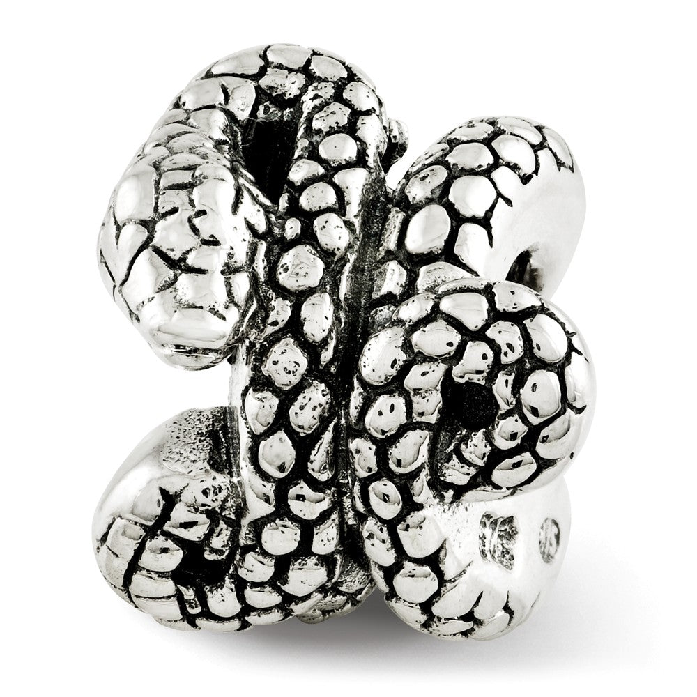 Antiqued Sterling Silver 3D Snake Bead Charm, Item B12281 by The Black Bow Jewelry Co.