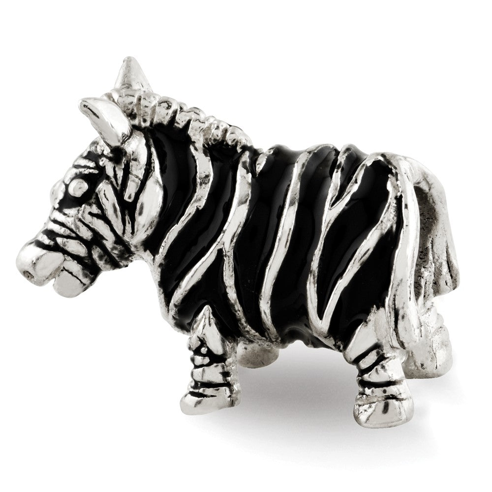 Sterling Silver Enameled Double Sided Zebra Bead Charm, Item B12286 by The Black Bow Jewelry Co.