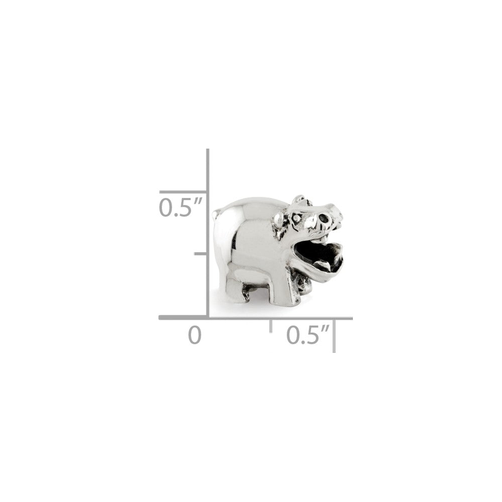 Alternate view of the Sterling Silver 3D Hippo Bead Charm, 12mm by The Black Bow Jewelry Co.