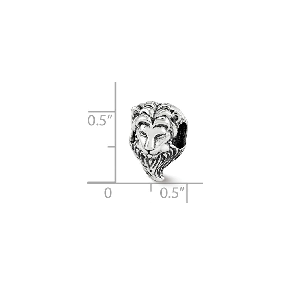 Alternate view of the Antiqued Sterling Silver Lion&#39;s Head Bead Charm by The Black Bow Jewelry Co.
