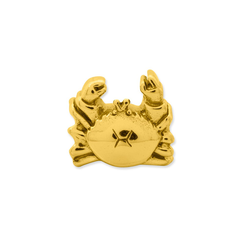 Alternate view of the Crab Bead Charm in 14k Yellow Gold Plated Sterling Silver by The Black Bow Jewelry Co.