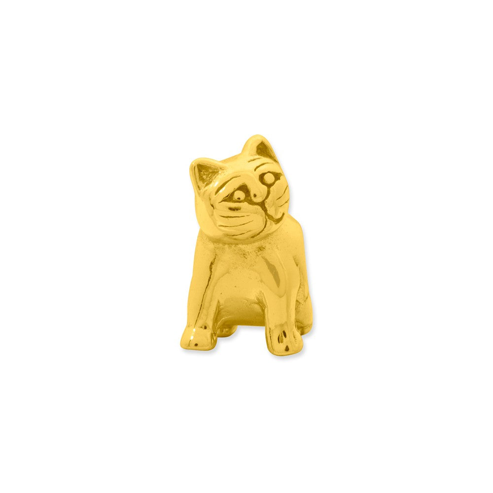 Alternate view of the Cute Kitten Bead Charm in 14k Yellow Gold Plated Sterling Silver by The Black Bow Jewelry Co.