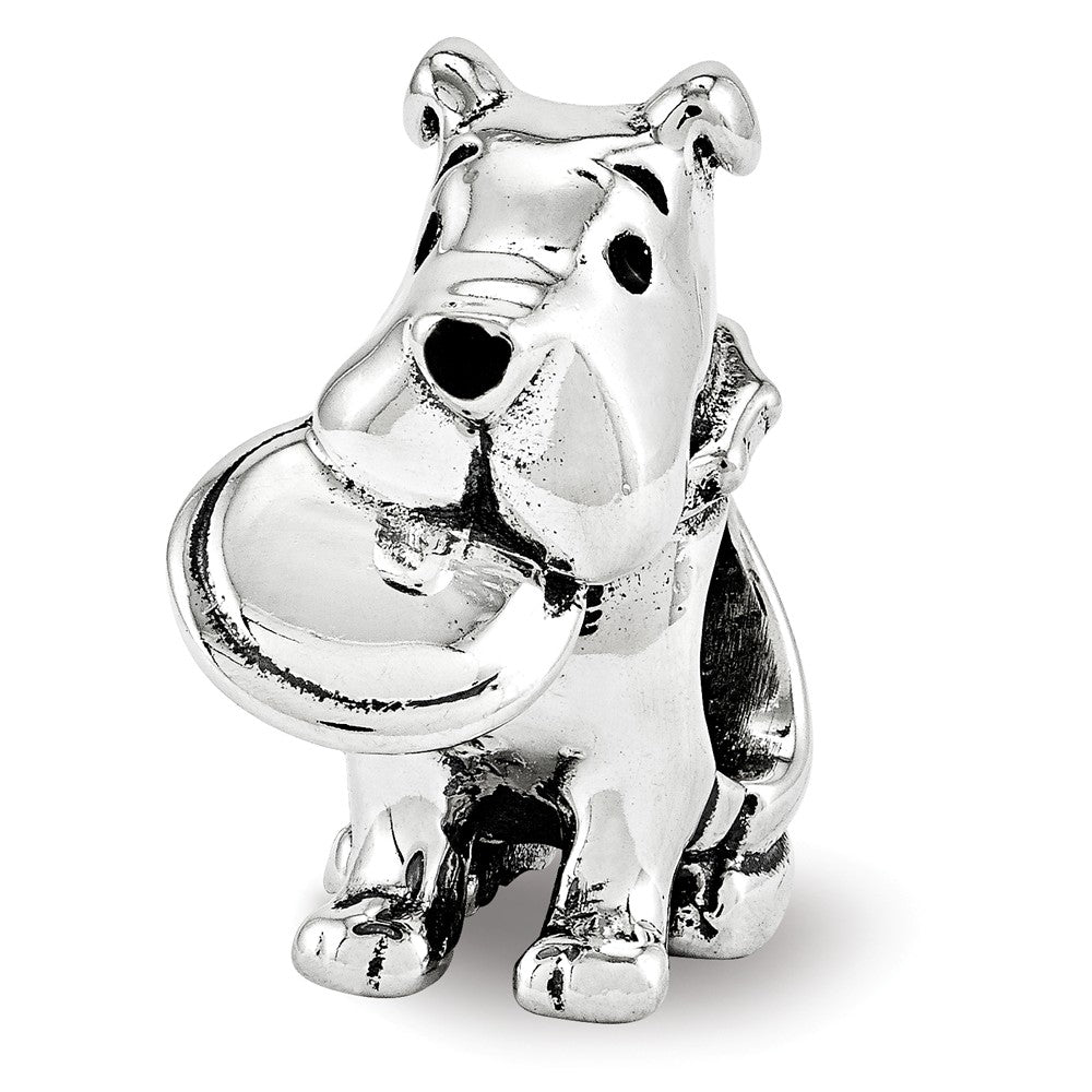 Sterling Silver Frisbee Dog Bead Charm, Item B12304 by The Black Bow Jewelry Co.
