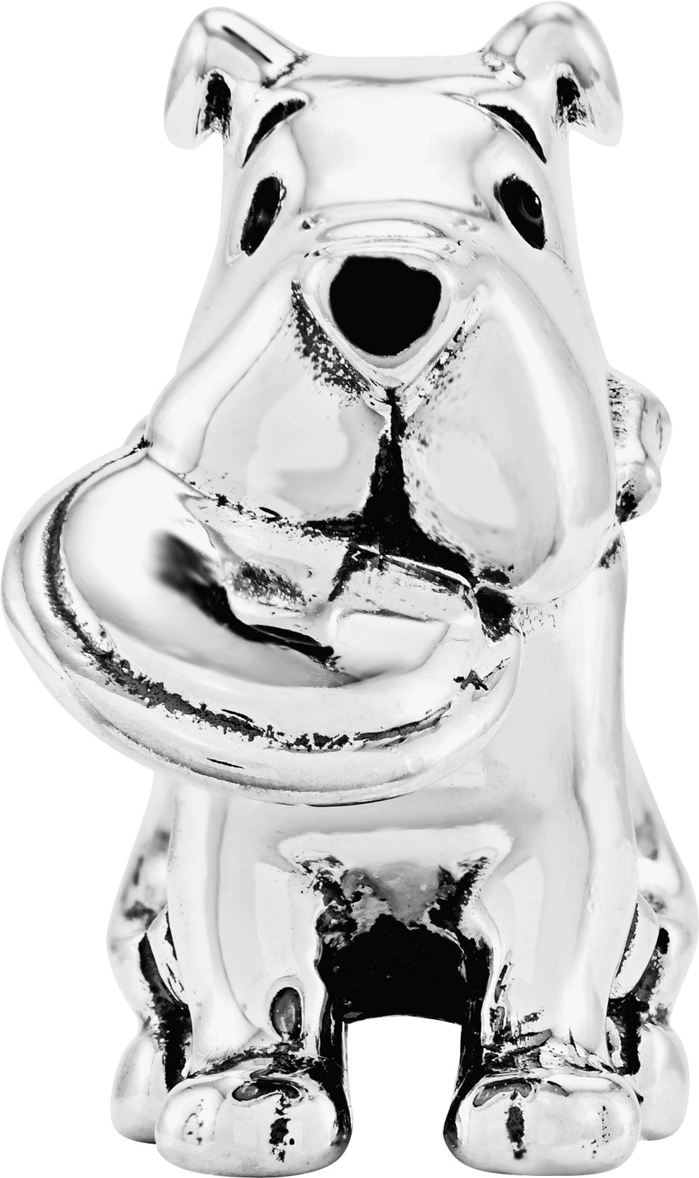 Alternate view of the Sterling Silver Frisbee Dog Bead Charm by The Black Bow Jewelry Co.