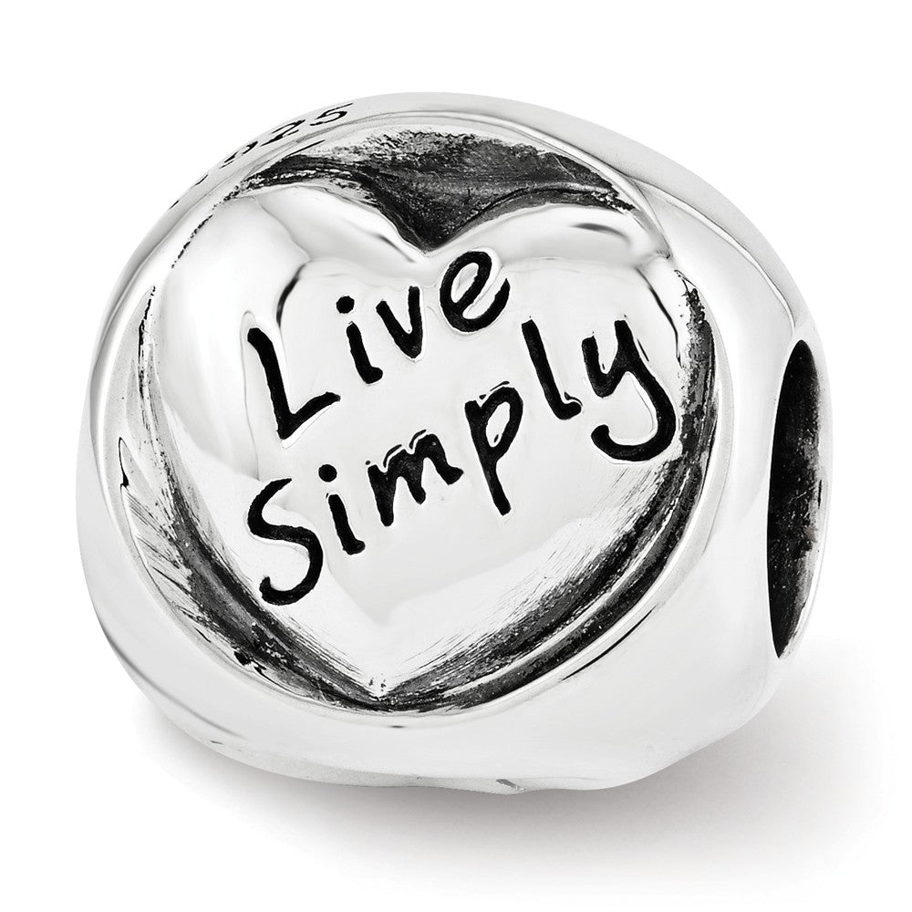 Sterling Silver Live Love Laugh 3-Sided Trilogy Bead Charm, Item B12309 by The Black Bow Jewelry Co.