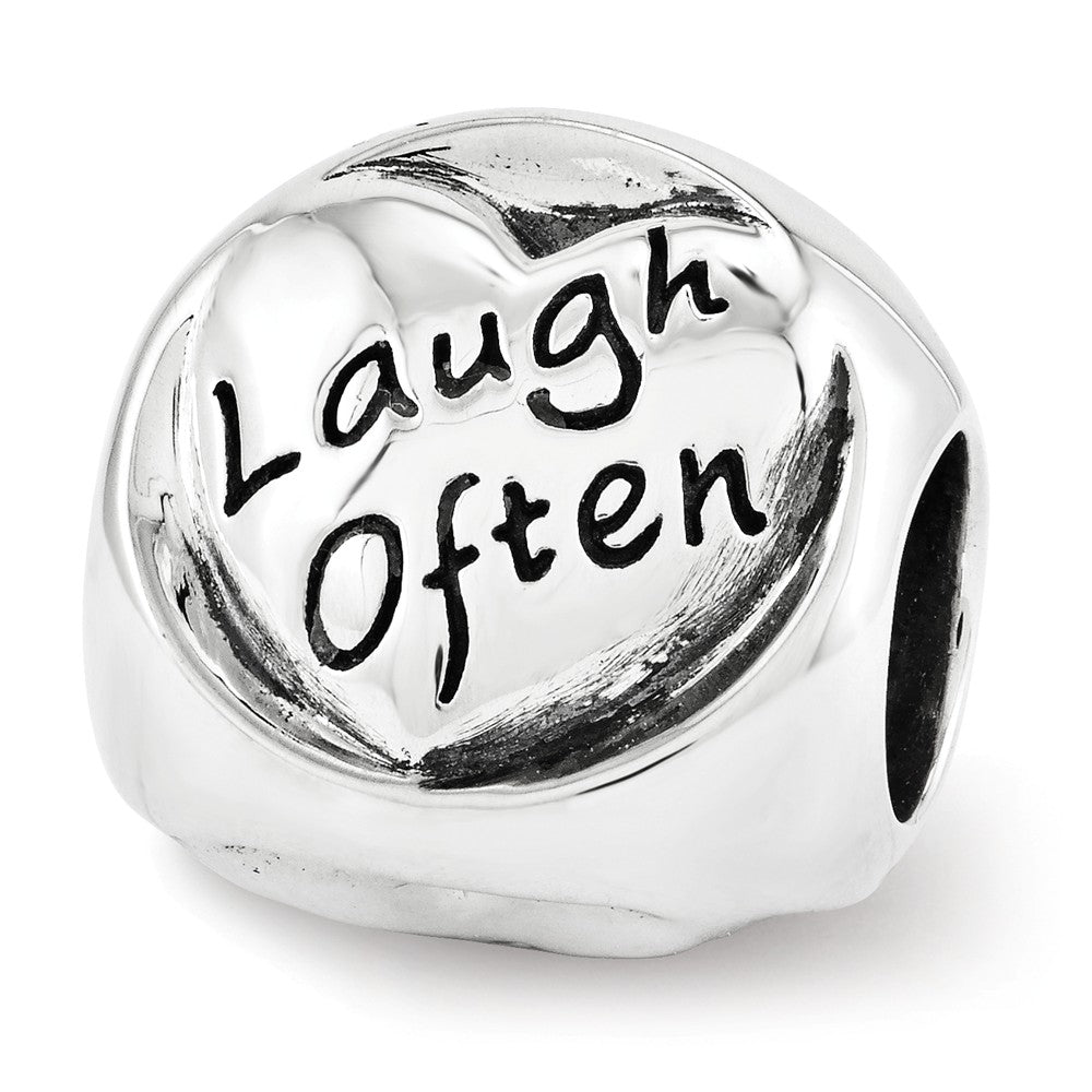 Alternate view of the Sterling Silver Live Love Laugh 3-Sided Trilogy Bead Charm by The Black Bow Jewelry Co.