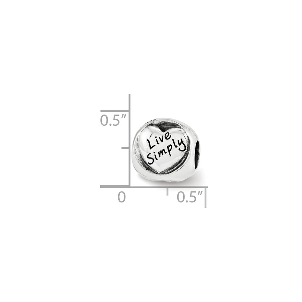 Alternate view of the Sterling Silver Live Love Laugh 3-Sided Trilogy Bead Charm by The Black Bow Jewelry Co.