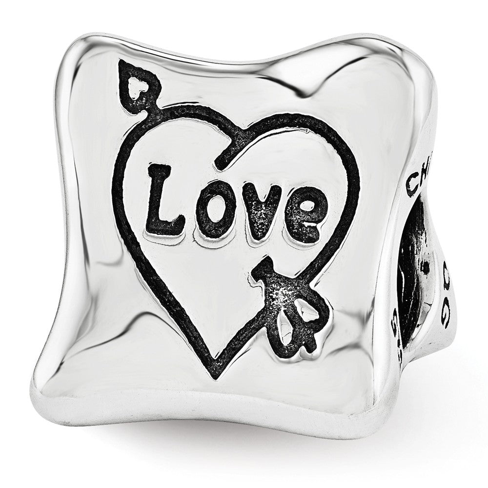 Sterling Silver Love Marriage Family 3-Sided Trilogy Bead Charm, Item B12310 by The Black Bow Jewelry Co.