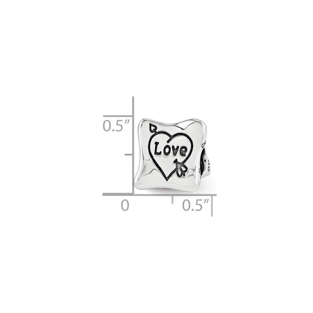 Alternate view of the Sterling Silver Love Marriage Family 3-Sided Trilogy Bead Charm by The Black Bow Jewelry Co.